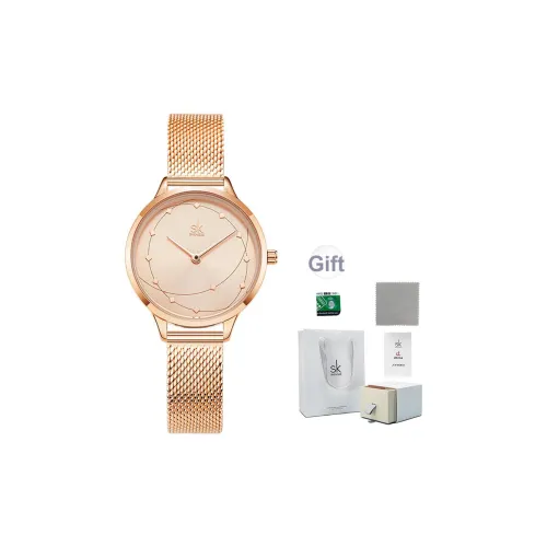 SHENGKE Кварцевый механизм ремешок из нержавеющей стали женские часы черный циферблат