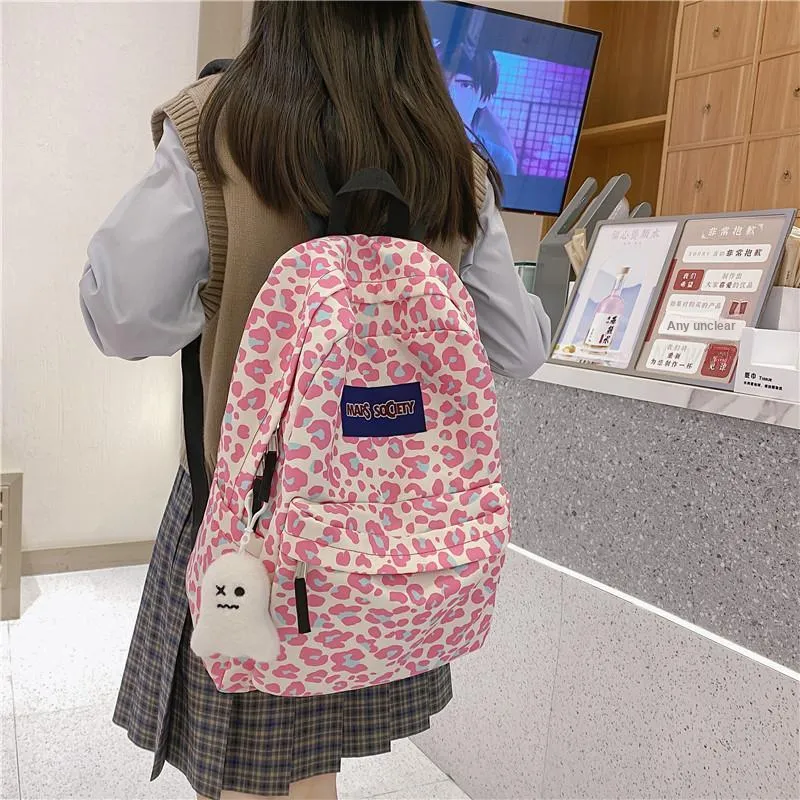 Yalu Nylon Backpack Unisex Pink/Blue/Black-3
