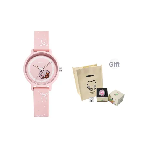 Fanmilla Мини CAFE Кварцевый механизм Силиконовый ремешок Часы Женские Розовый циферблат часов