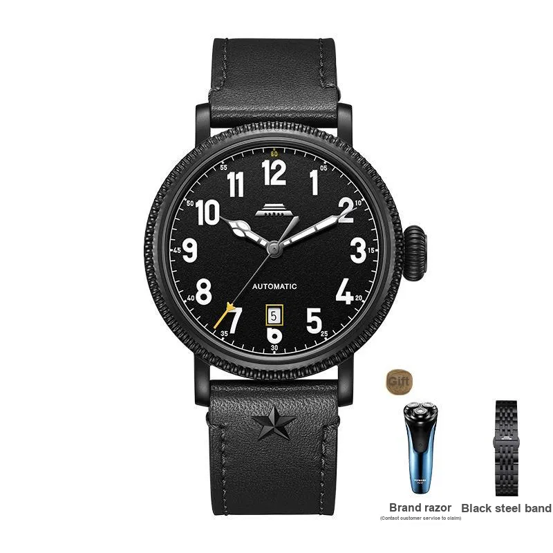 Beijing Fork Series Automatic Mechanical Movement Genuine Leather Strap Watch Men's Watches Gray Dial-16