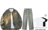 Set (Промытый глиняно-желтый топ + грязно-желтые брюки) (Включает рубашку с коротким рукавом)