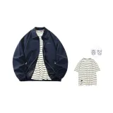 Navy Blue (with White Stripes Short-Sleeved)