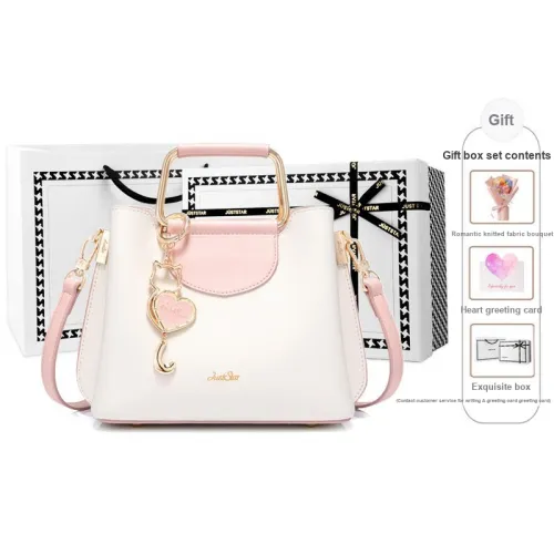 JUST STAR Artificial Leather Handheld Handbag Crossbody Bag Regular Women's White Pink