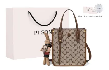 PT'SON Fabric With PVC Handbag, Shoulder Bag, Crossbody Bag Regular Women's Ebony