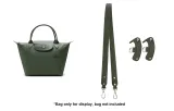 Forest Green Silver-Tone Buckle Cow Leather Shoulder Strap 95cm[Perforated Set]