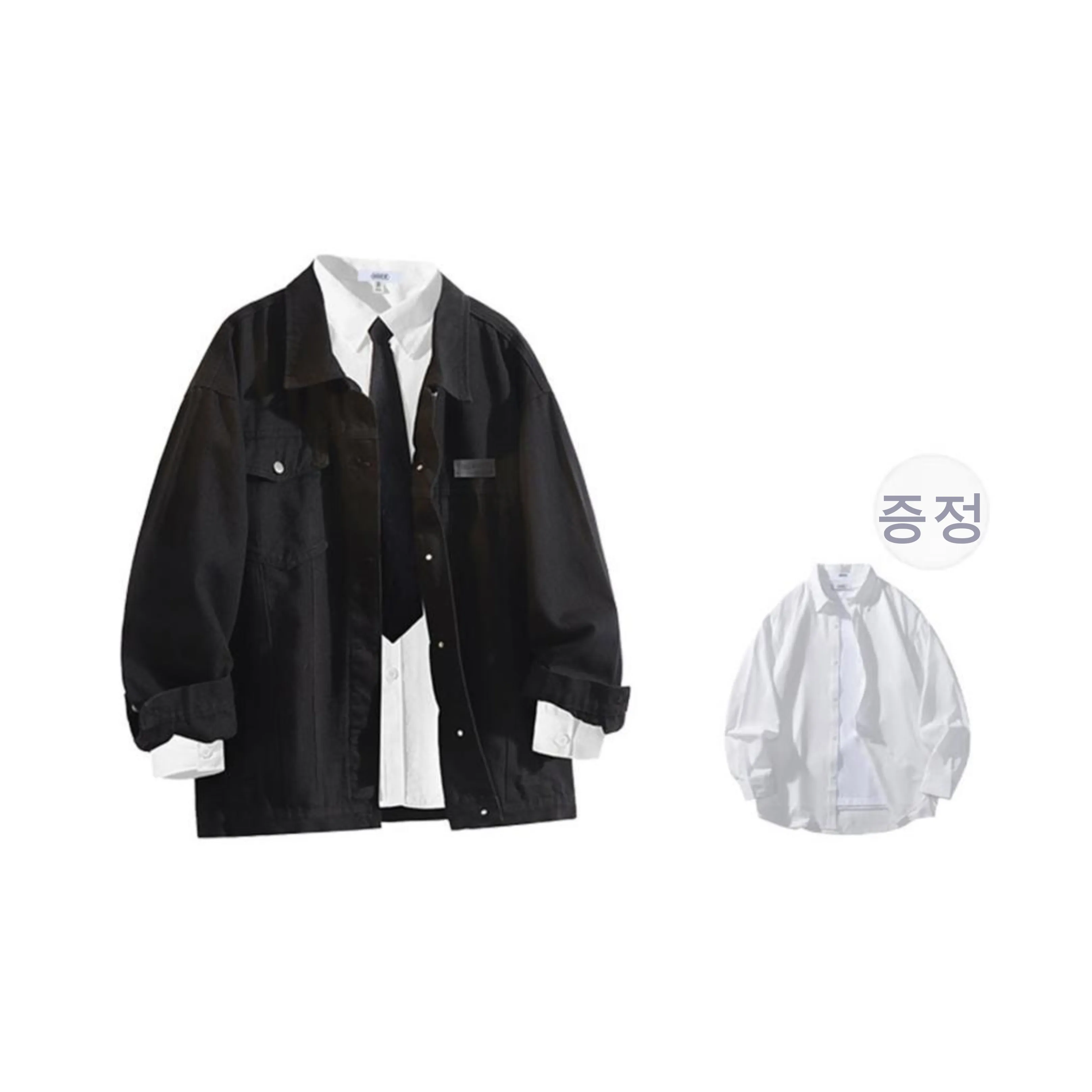 OGEK Denim Jacket Unisex Black Comes With White Shirt+Brooch