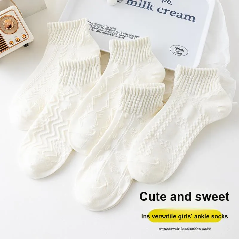 XIA.WA.ZHI.XIU Ankle Socks Women's Shopping Bag 5 Pack-3