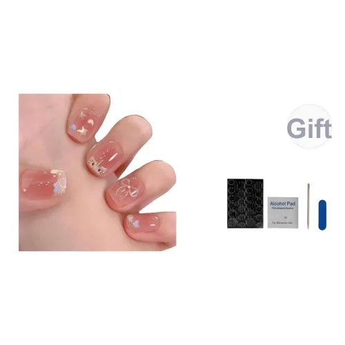 OUYUJI Ручной работы Готовый товар Съемный False Nail Миндально-розовый Стиль Smudge Instagram