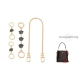 Black Camellia Round Buckle 15cm+1 Section Black Camellia 2 Pack+Decorative Chain 40cm