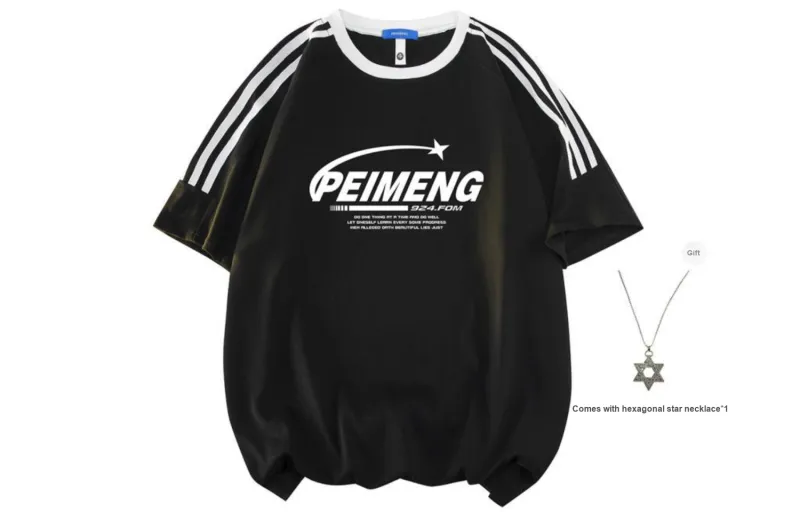 PEIMENG Short Sleeved T Shirts Unisex Comes With Necklace-21