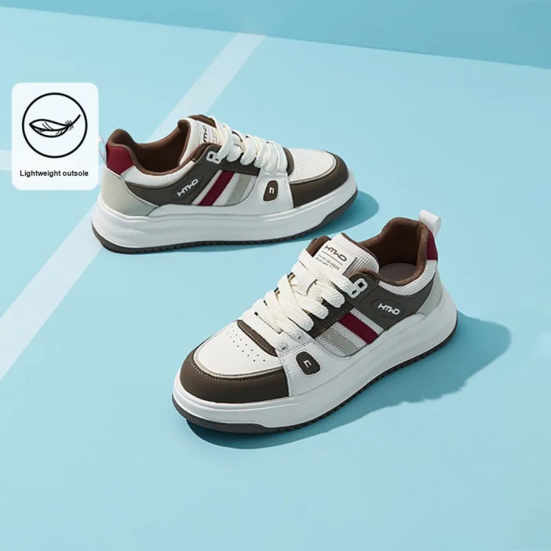 Hotwind White Sneakers Abrasion Resistant Slip Resistant Low Top Skateboard Shoes Men's-6