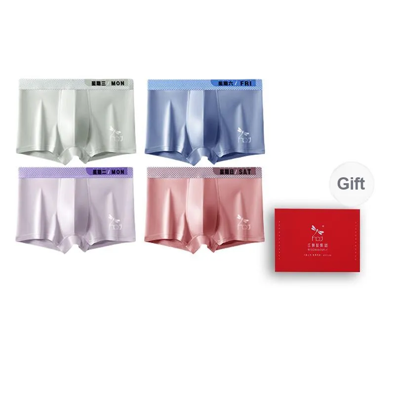 RED DRAGONFLY Cotton Panties Men's 4 Pack Gift Box Set-9