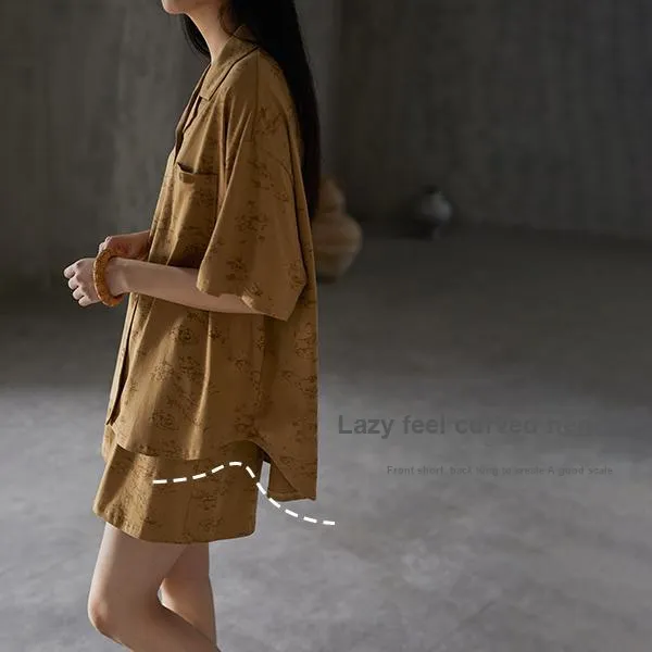 Yue Nei Pajama Set Women's Apricot Brown-1
