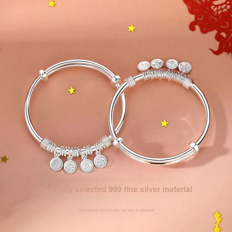 7℃ 999 Fine Silver Bangles Unisex-2