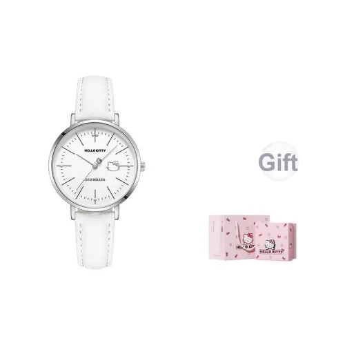 Zgo Sanrio Co Branded Кварцевый механизм Кожаный ремешок Часы Женские часы Белый циферблат
