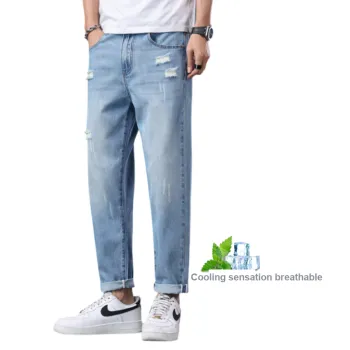 HANDAIWEI Jeans Unisex Light Blue