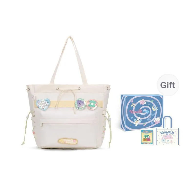 VANWALK Polyester Tote Bag, Shoulder Bag Women's Taro Purple/Mint Blue/Vanilla White-10