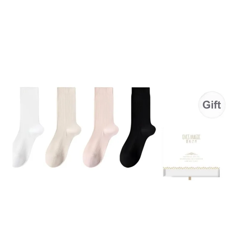 XIA.WA.ZHI.XIU Mid Calf Socks Women's Box 4 Pack-12