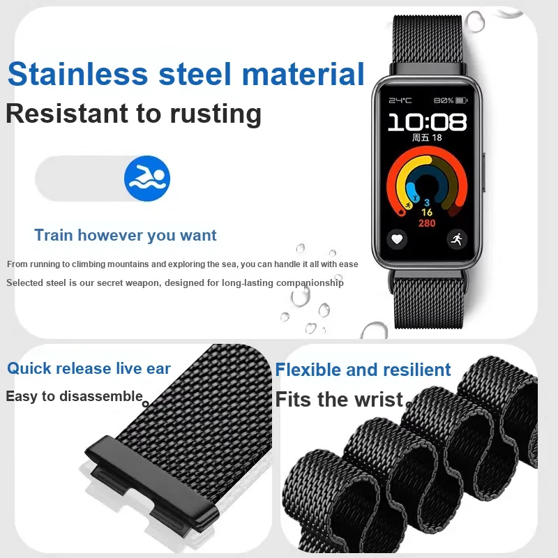 FZRT Cute Bear Collection Huawei Compatibility Watch Band 206mm Stainless Steel Material-2