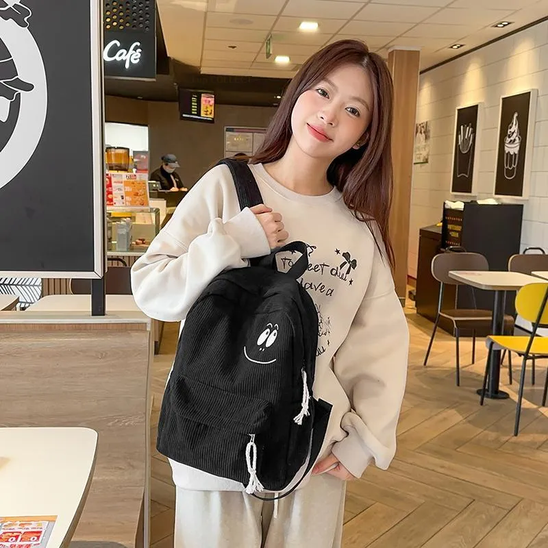 BUBM Corduroy Backpack Regular Unisex Black/White/Brown/Green-10
