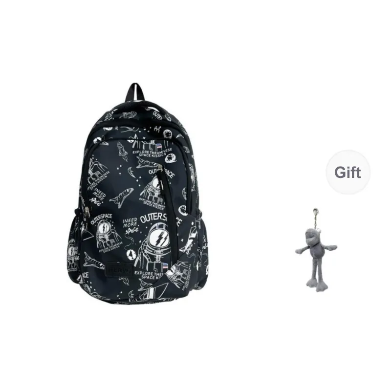 BAODIDAISHU Nylon Backpack Laptop Bag Regular Unisex White, Black-3