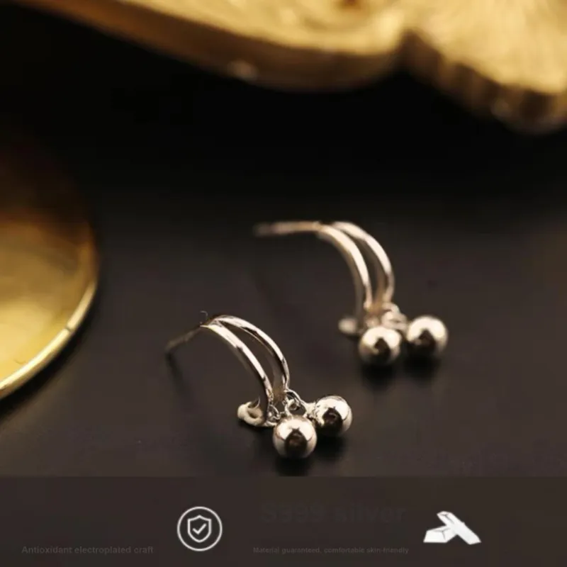 Happy Tide S999 Fine Silver Earrings Women's-3