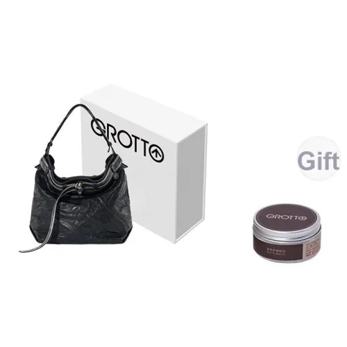 GROTTO Растительное дубление Овчина Сумка на плечо Средняя Унисекс Черный Серебристый