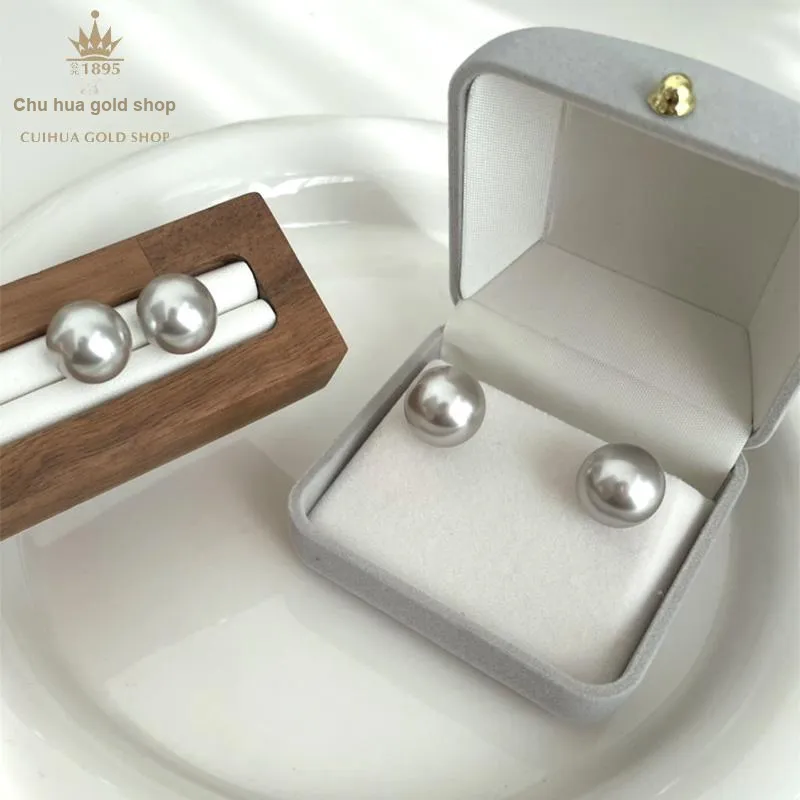 Cuihua Gold Shop Pearl Stud Earrings Women's-1