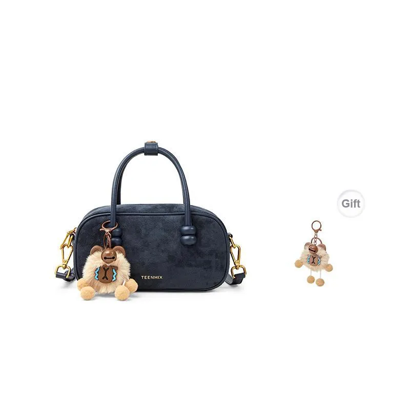 Teenmix Cow Leather Handbag, Crossbody Bag, Shoulder Bag, Bowling Bag Trumpets Women's Coffee/Caramel/Dark Blue-17