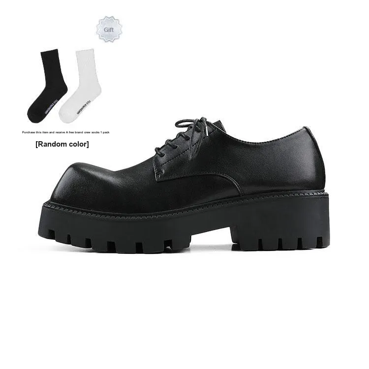 HANQIAORIJI Special shaped Series Derby Shoes 5cm Unisex Black
