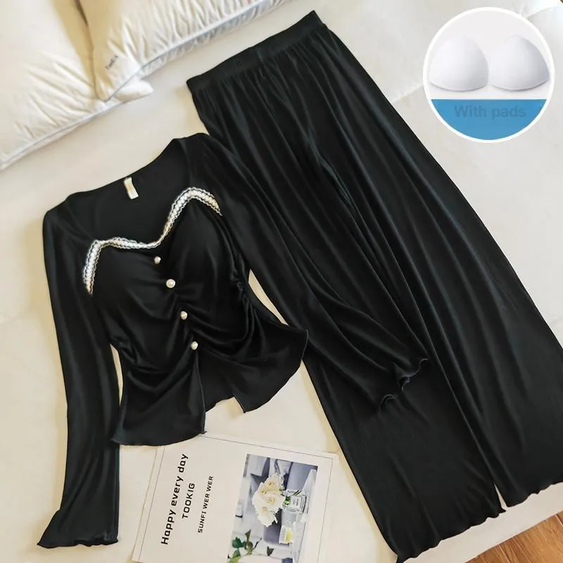 Sleeping Beauty Pajama Set Women's Black-3