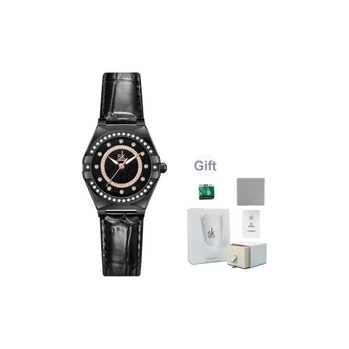 SHENGKE Кварцевый механизм ремень из натуральной кожи женские часы зеленый циферблат