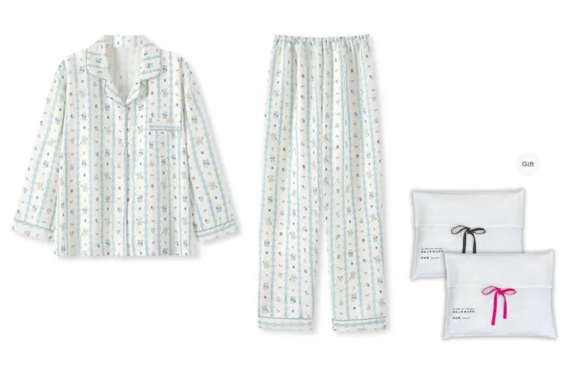 WANANNI Pajama Set Women's Shopping Bag Light Blue-1