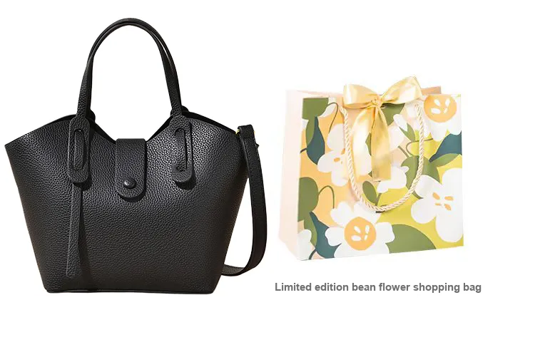 Versman PU Tote Bag, Shopping Bag, Shoulder Bag, Crossbody Bag, Handbag Regular Unisex Cookie, Ecru, Classic Black-6