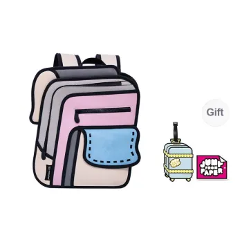JumpFromPaper Synthetic Leather Nylon Backpack Medium Size Women's Dream Pink