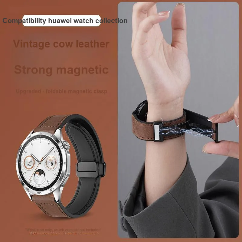 FZRT Huawei Compatibility Watch Band 20/22mm Genuine Leather Material-3
