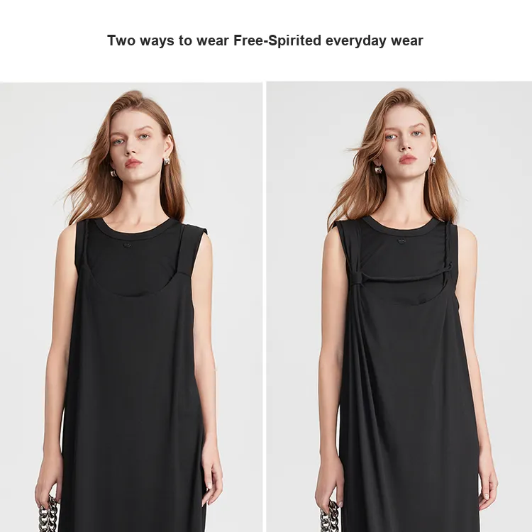 ELLE Sleeveless Dresses Women's Black-2