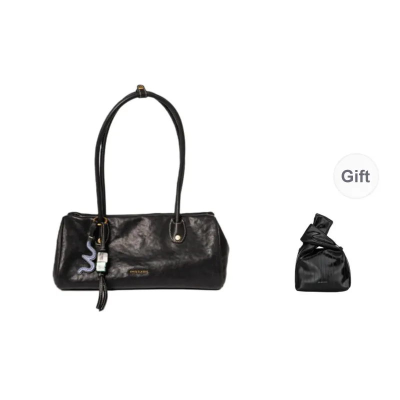 OMI Cow Head Leather Shoulder Bag Regular Women's Dark Iron Black/Pinecone Brown/Cinnamon Brown-0