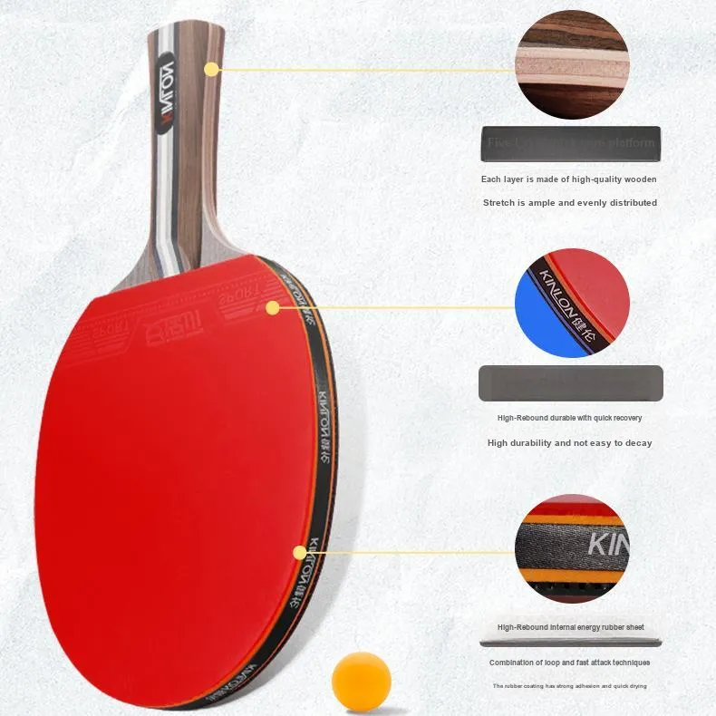 JEEANLEAN Ping Pong Paddles Unisex Red-2