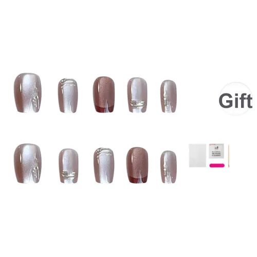 JIABITU Кофе Позолоченный False Nail Короткий LADDER Смешанный Градиентный Coquette 14mm