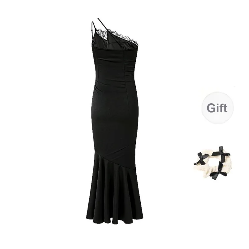 CPAURA Slip Dress Women's Black+Bowknot Hair Tie Comes With-1