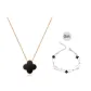 [S999]Four-Leaf Clover Necklace-Black
