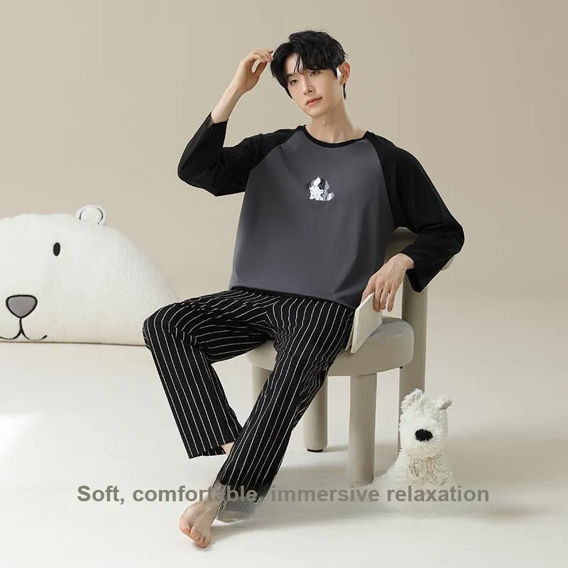 Allenalyson Pajama Set Unisex Gray Black-10