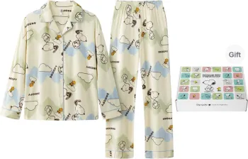 Gongdie x SNOOPY Pajama Set Women's Beige Gift Box Set