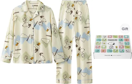 Gongdie x SNOOPY Pajama Set Women's Beige Gift Box Set