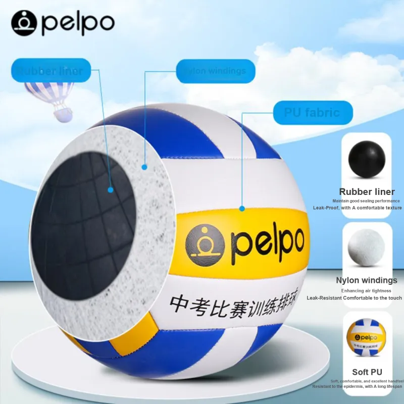 Pelplo PU Size 5 Volleyball Unisex White Blue Yellow-1