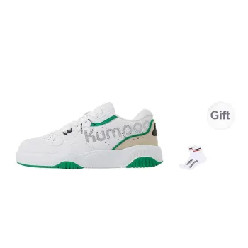 KUMPOO Wear Resistant Breathable Supportive Lightweight Rebound Low Top Badminton Shoes Unisex White Green