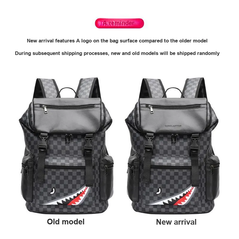 SURELAPTOP PU Laptop Backpack Large Size Unisex Checkerboard-13