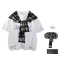 White T-Shirt (Comes with Black White Shawl+Brooch)