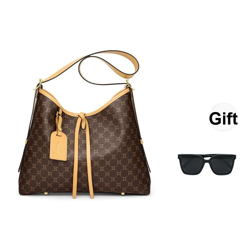 MashaLanti PVC Portable Crossbody Bag, Shoulder Bag, HOBO Tote, Tote Bag Women's Dark Brown & Apricot